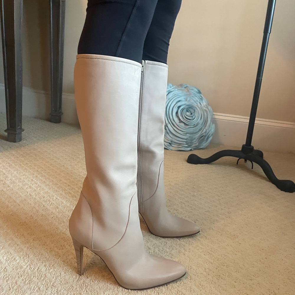 Elegant Beige Knee-High Boots - Manolo Blahanik